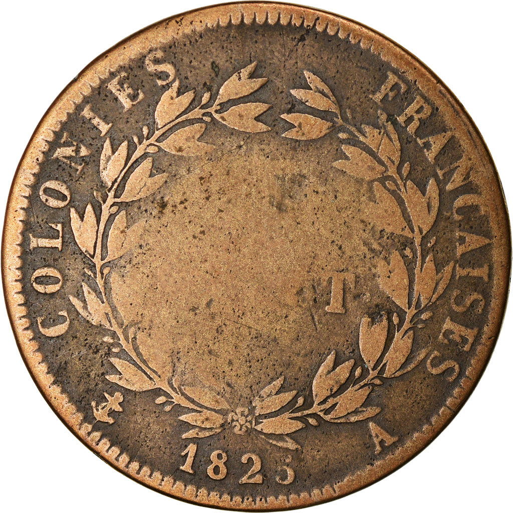 Coin, FRENCH COLONIES, Charles X, 5 Centimes, 1825, Paris, VF(20-25), Bronze