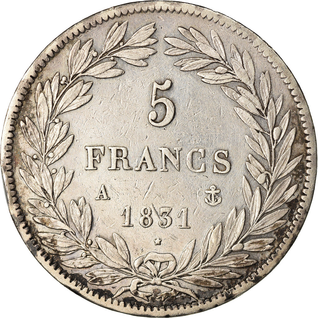 Coin, France, Louis-Philippe, 5 Francs, 1831, Paris, EF(40-45), Silver