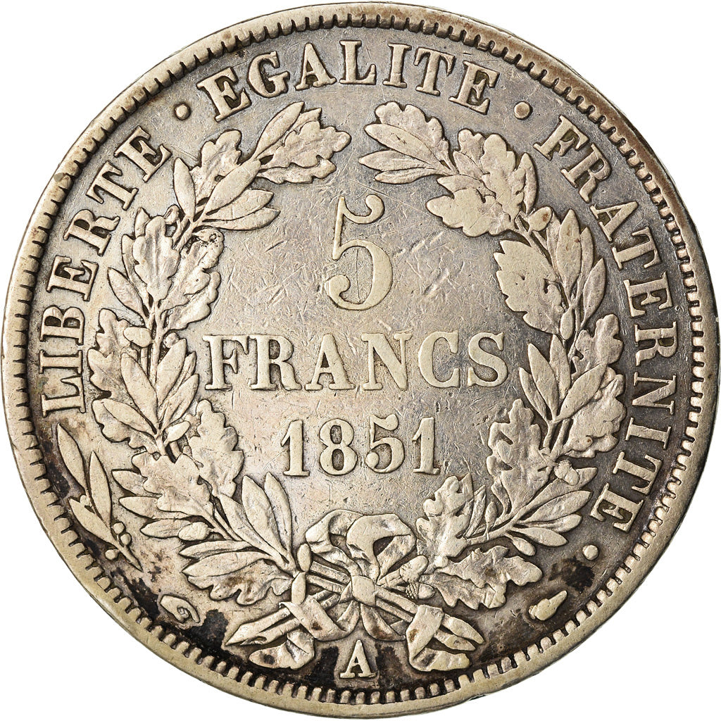 Coin, France, Cérès, 5 Francs, 1851, Paris, VF(30-35), Silver, KM:761.1