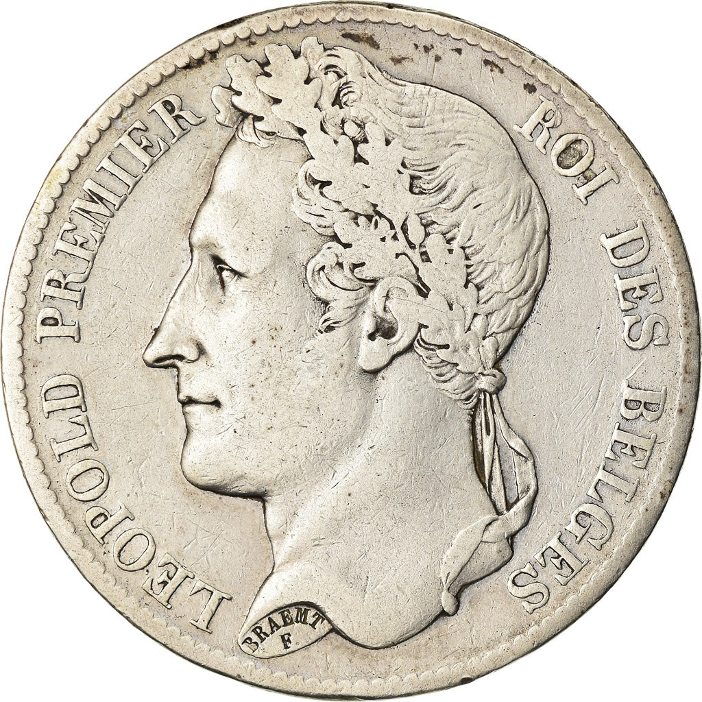 Moneta, Belgio, Leopold I, 5 Francs, 5 Frank, 1833, MB+, Argento, KM:3.1