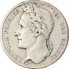Moneta, Belgio, Leopold I, 5 Francs, 5 Frank, 1833, MB+, Argento, KM:3.1