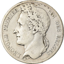 Moneta, Belgia, Leopold I, 5 Francs, 5 Frank, 1833, VF(30-35), Srebro, KM:3.1