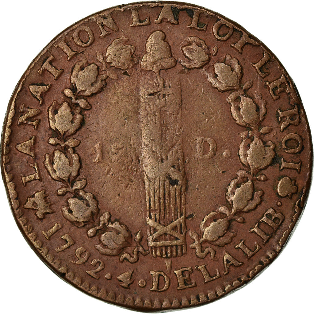 Coin, France, Louis XVI, 12 deniers françois, 12 Deniers, 1792, Rouen