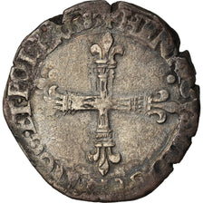 Coin, France, Henri III, 1/4 Ecu, 1582, Nantes, VF(20-25), Silver, Sombart:4662