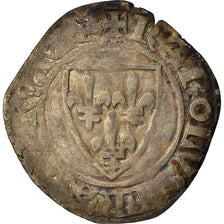 Coin, France, Charles VI, Blanc Guénar, Rouen, VF(30-35), Billon, Duplessy:377A