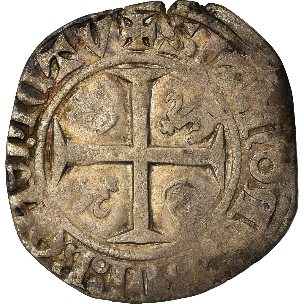 Coin, France, Charles VI, Blanc Guénar, Rouen, VF(30-35), Billon, Duplessy:377A