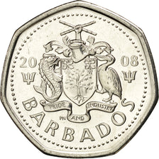 BARBADOS, Dollar, 2008, KM #14.2a, MS(63), Nickel Plated Steel, 25.85, 5.54