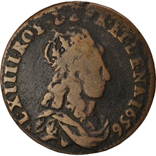 Münze, Frankreich, Louis XIV, Liard de France au buste juvénile, deuxième