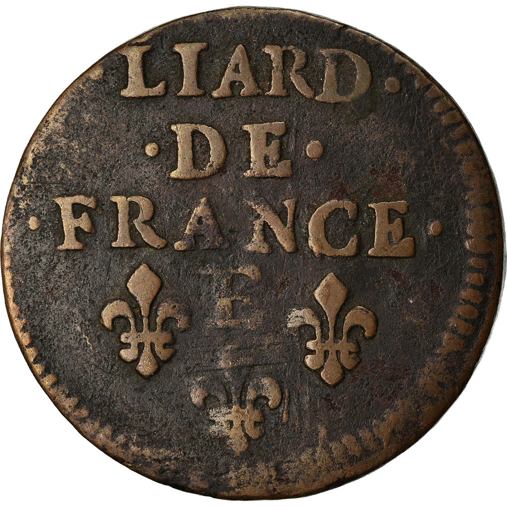 Münze, Frankreich, Louis XIV, Liard de France au buste juvénile, deuxième
