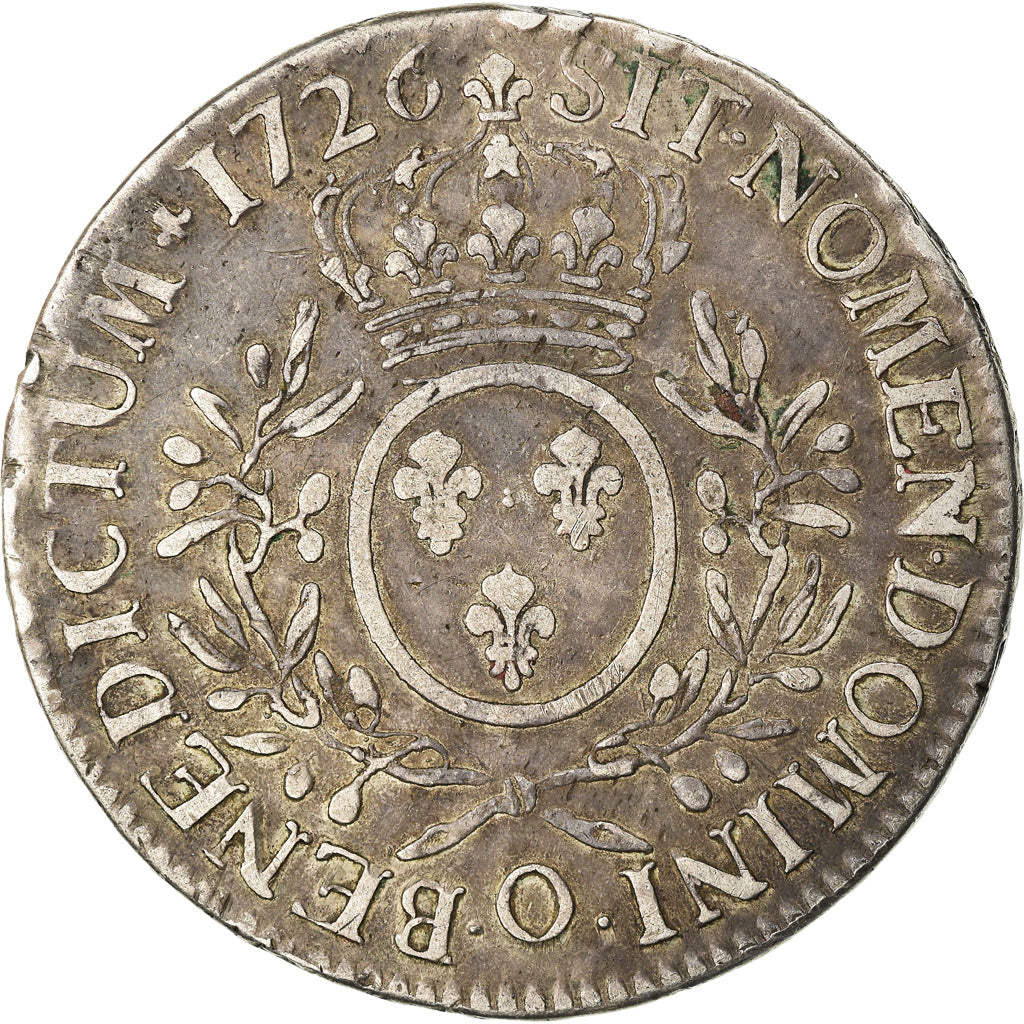 Munten, Frankrijk, Louis XV, Écu aux branches d'olivier, Ecu, 1726, Riom, ZF