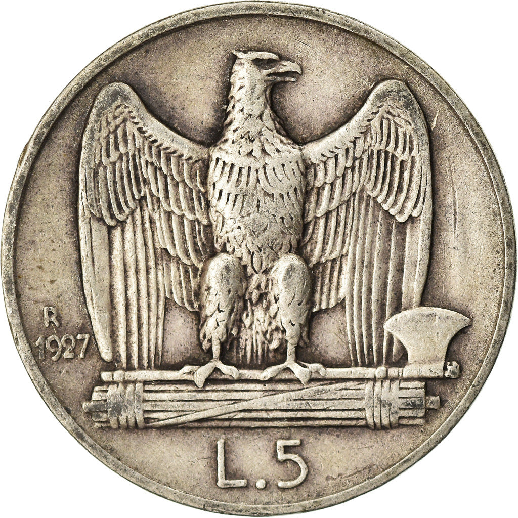 Moneta, Italia, Vittorio Emanuele III, 5 Lire, 1927, Rome, BB, Argento, KM:67.1