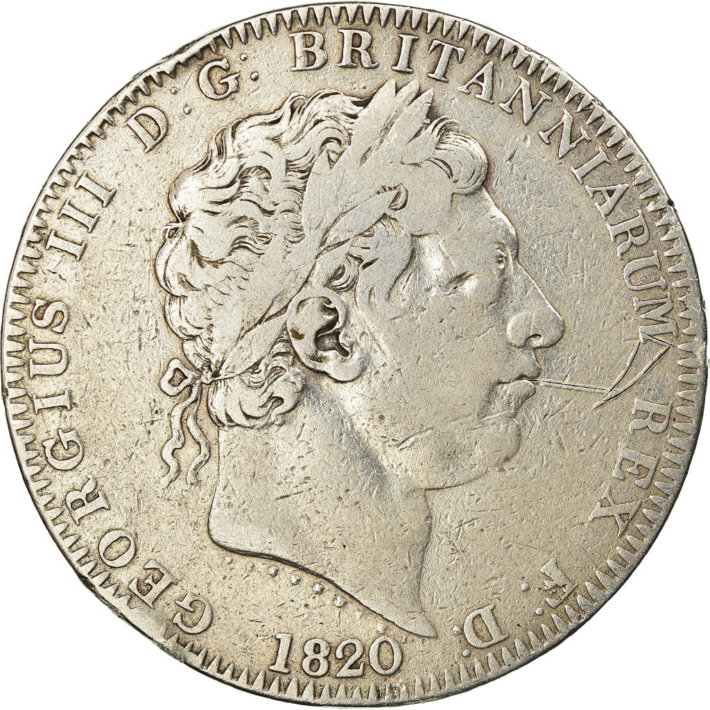 Coin, Great Britain, George III, Crown, 1820, London, VF(20-25), Silver, KM:675