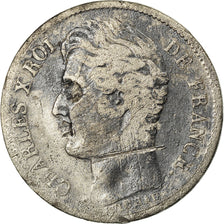 Moneta, Francia, Charles X, 1/2 Franc, 1827, Paris, MB, Argento, KM:723.1