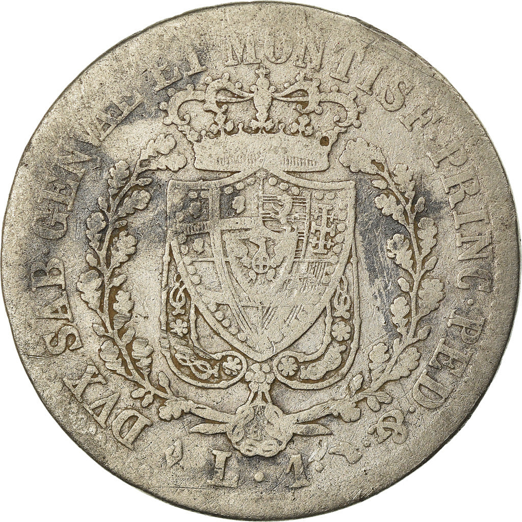 Moneda, Estados italianos, SARDINIA, Carlo Felice, Lira, 1824, Torino, BC+