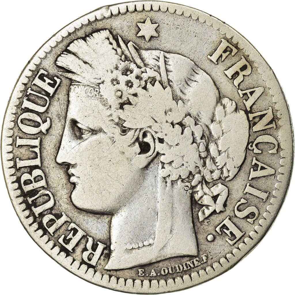 Coin, France, Cérès, 2 Francs, 1871, Bordeaux, VF(20-25), Silver, KM:816.2