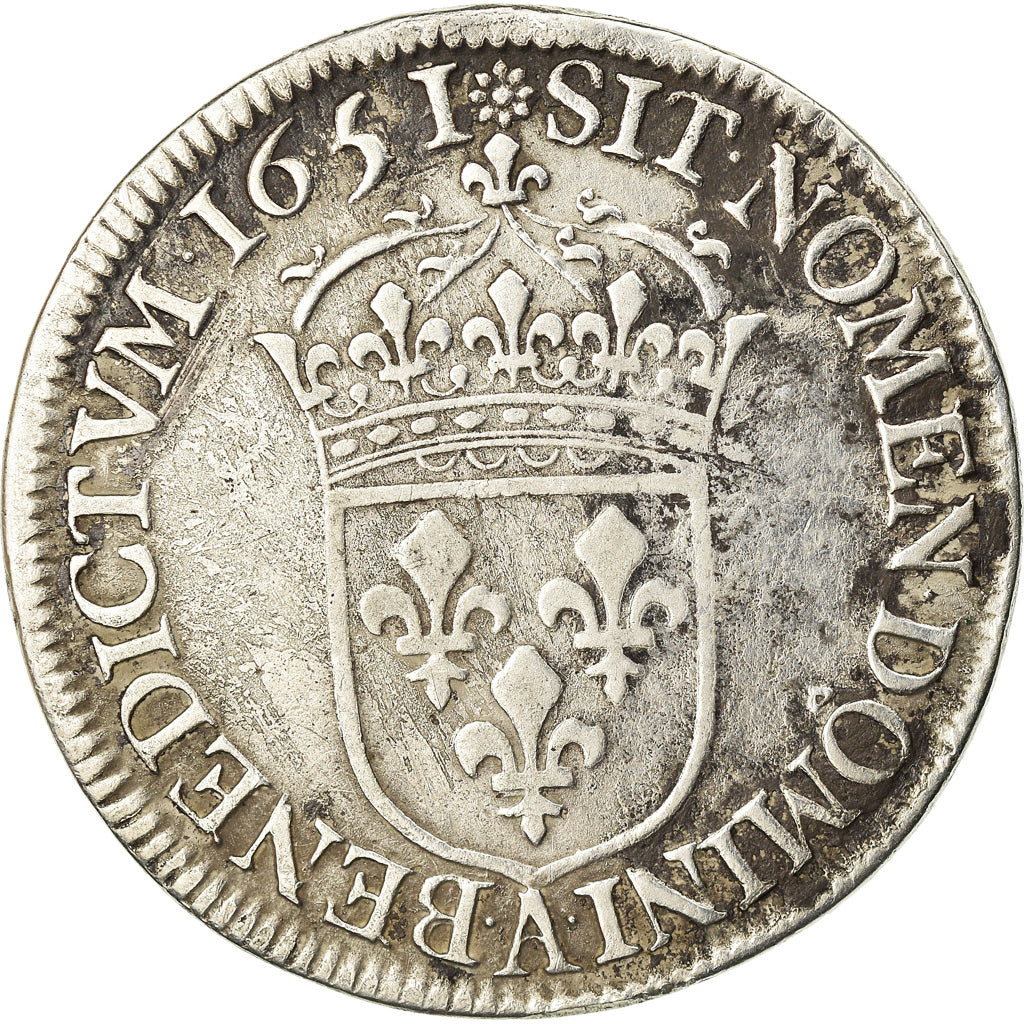 Munten, Frankrijk, Louis XIV, 1/2 Écu à la mèche longue, 1/2 Ecu, 1651