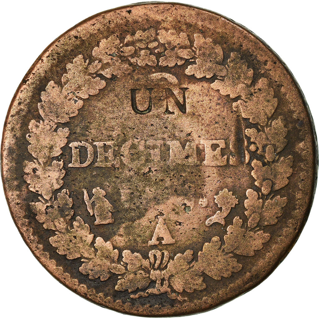 Coin, France, Dupré, Decime, AN 5, Paris, Countermark, F(12-15), Bronze