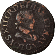 Moeda, França, Louis XIII, Double tournois, buste enfantin, Double Tournois