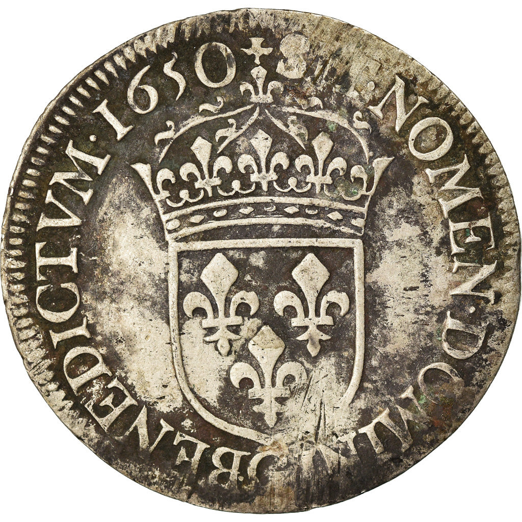Munten, Frankrijk, Louis XIV, 1/2 Écu à la mèche longue, 1650, Poitiers, FR+