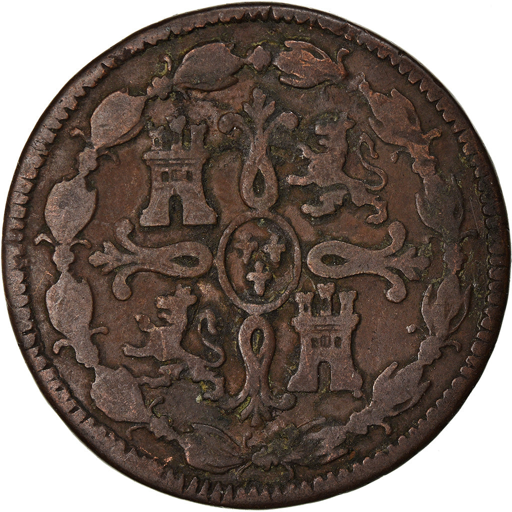 Coin, Spain, Ferdinand VII, 8 Maravedis, 1820, Jubia, F(12-15), Copper, KM:491