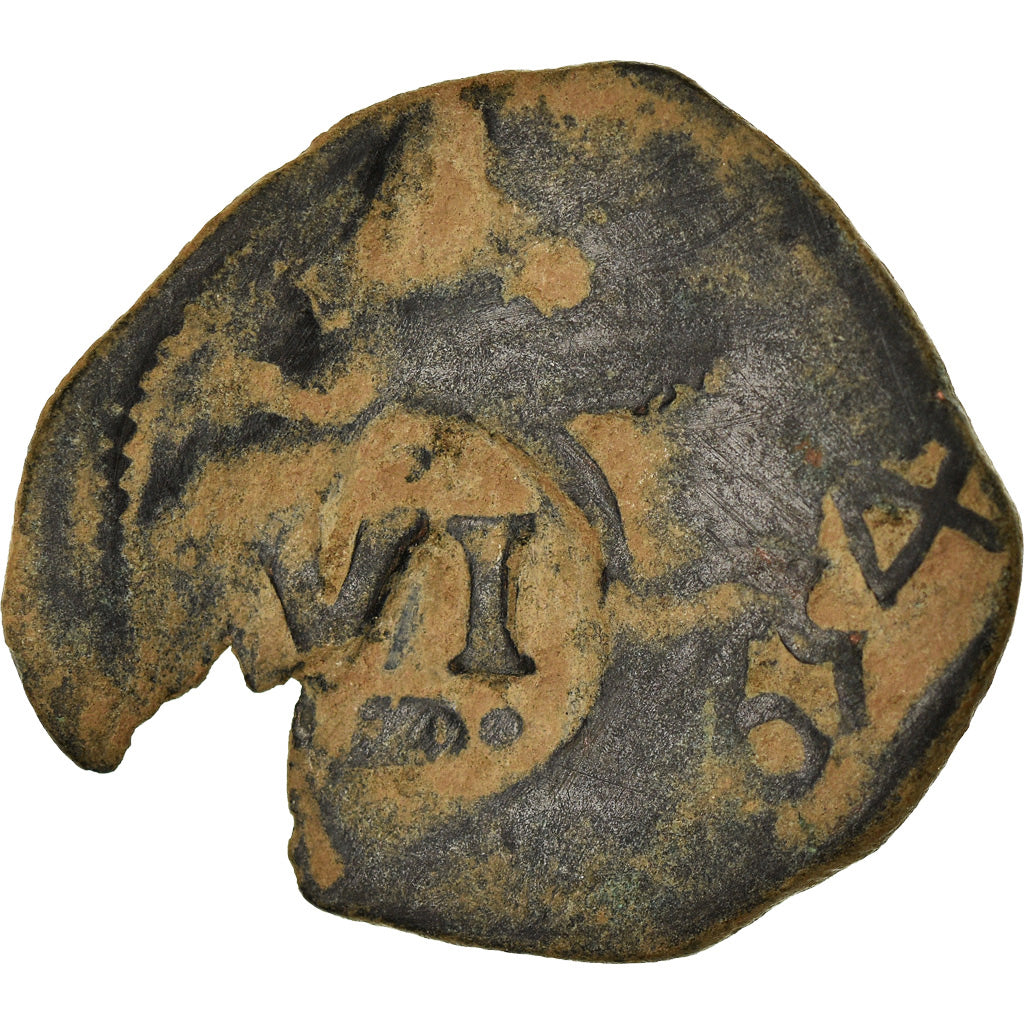 Moeda, Espanha, Philip IV, 6 Maravedis, 1654, Madrid, F(12-15), Cobre