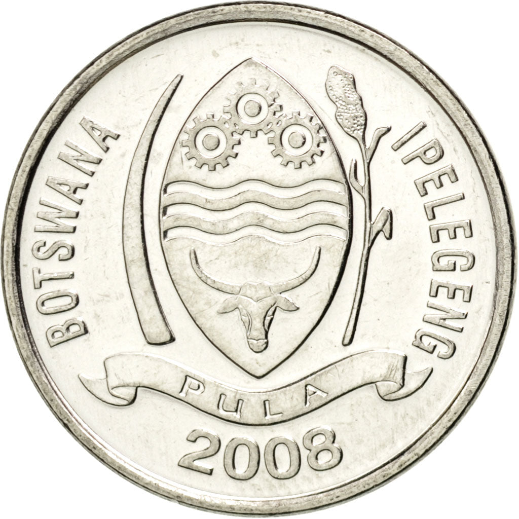 Moneta, Botswana, 10 Thebe, 2008, SPL, Acciaio placcato nichel, KM:27
