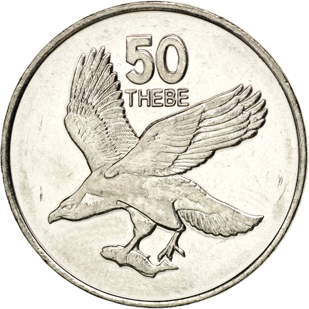 Coin, Botswana, 50 Thebe, 2001, MS(63), Nickel plated steel, KM:29