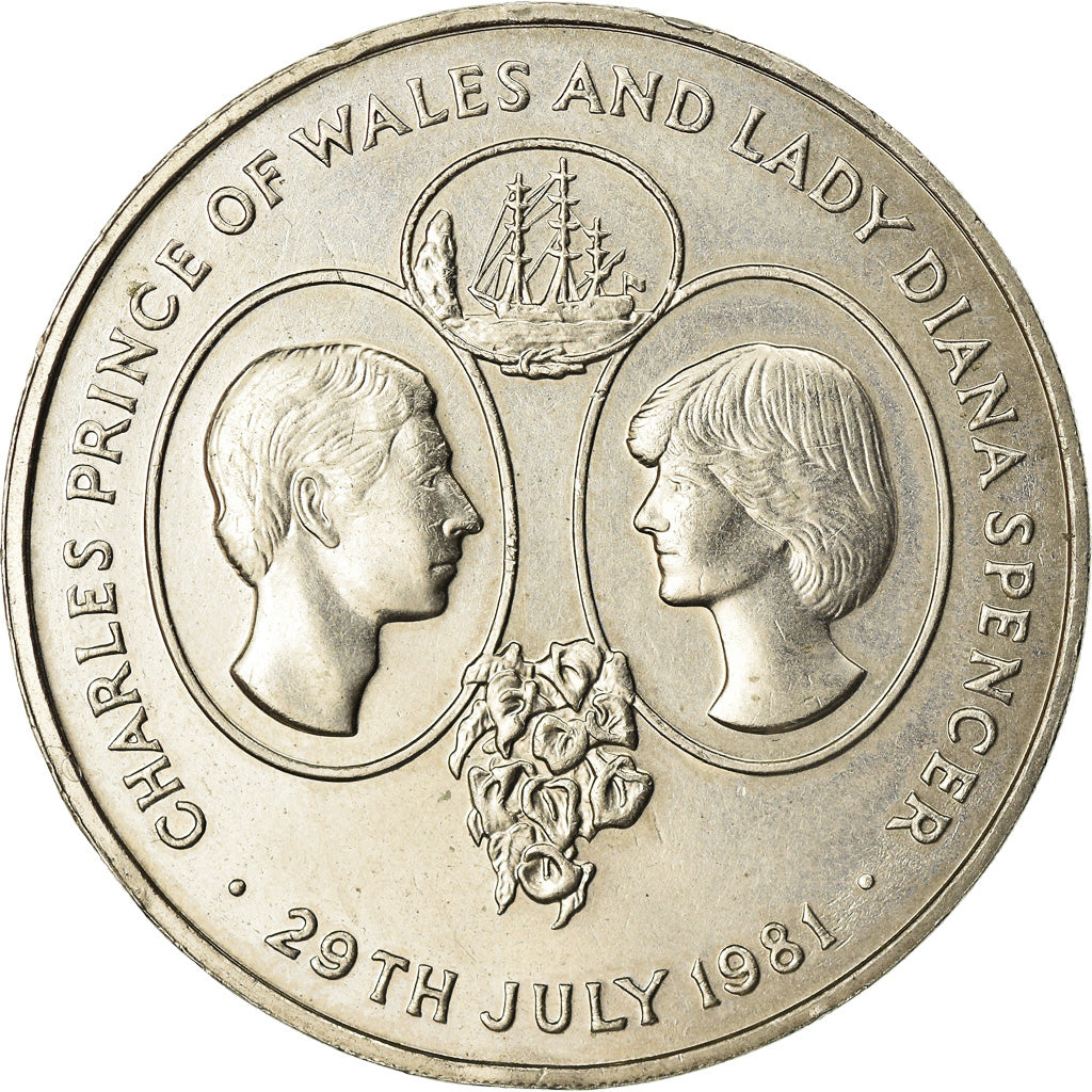 Coin, Saint Helena, Elizabeth II, Lady Diana, 25 Pence, Crown, 1981, AU(50-53)