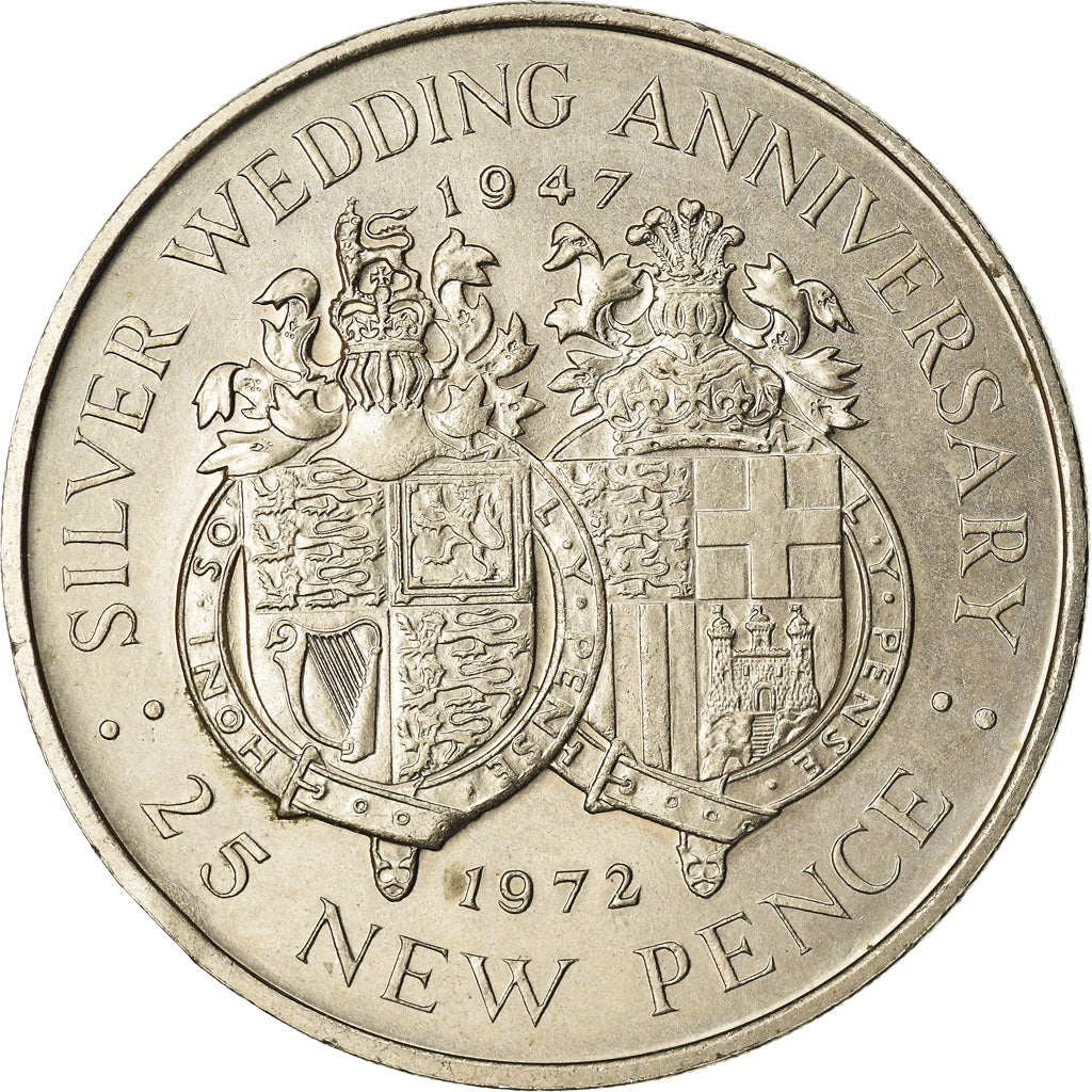 Moneta, Gibilterra, Elizabeth II, 25 New Pence, 1972, SPL-, Rame-nichel, KM:6