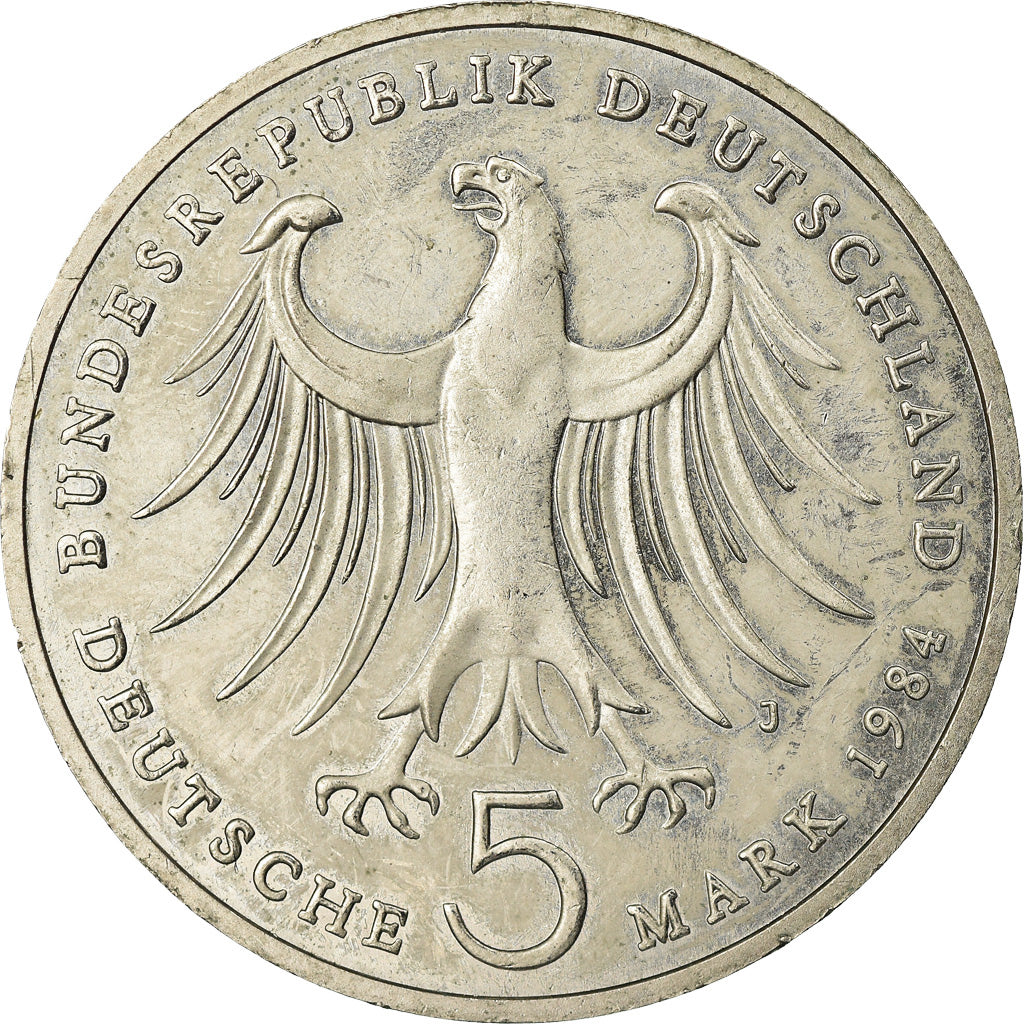 Coin, GERMANY - FEDERAL REPUBLIC, 5 Mark, 1984, Hamburg, Germany, AU(55-58)