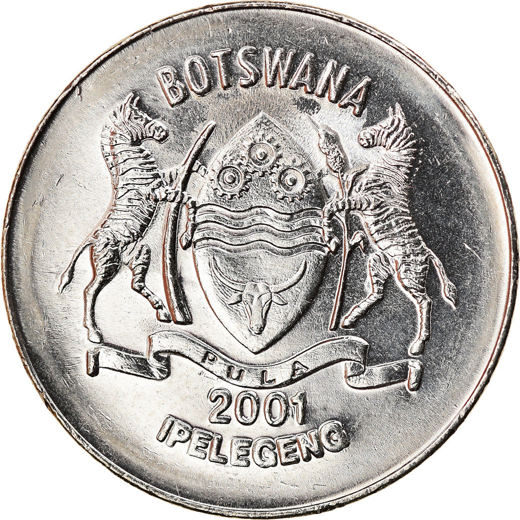Coin, Botswana, 50 Thebe, 2001, MS(63), Nickel plated steel, KM:29