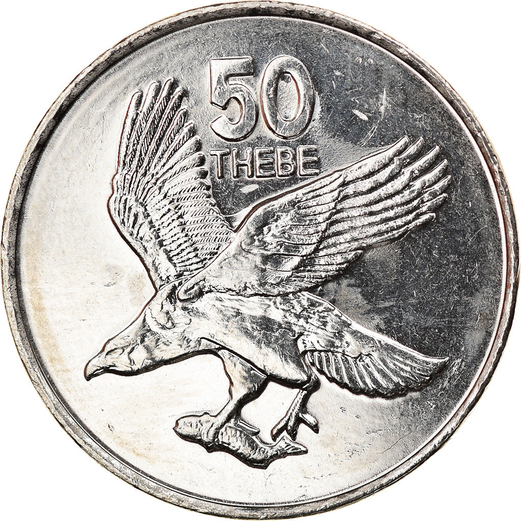 Coin, Botswana, 50 Thebe, 2001, MS(63), Nickel plated steel, KM:29