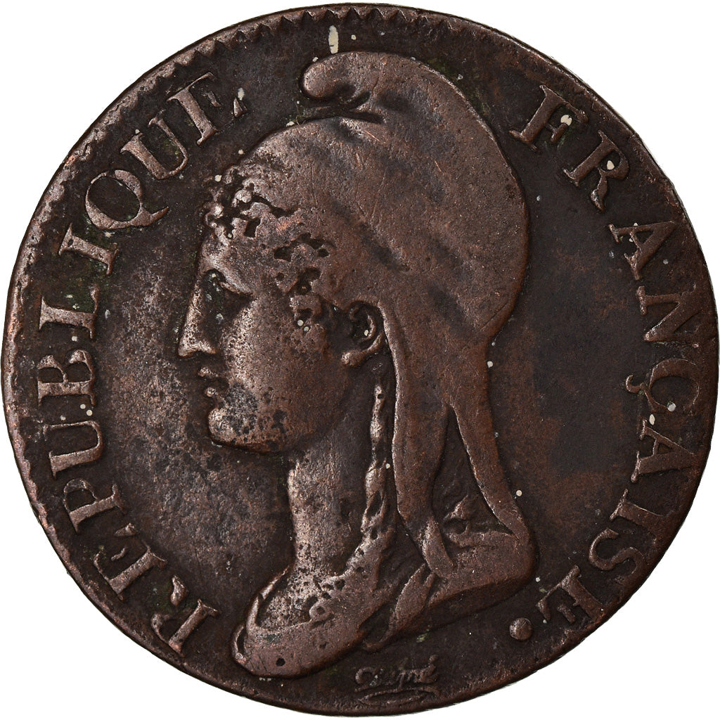 Moneta, Francja, Dupré, 5 Centimes, AN 4, Paris, EF(40-45), Bronze, KM:635.1