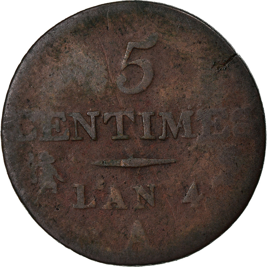 Münze, Frankreich, Dupré, 5 Centimes, AN 4, Paris, S, Bronze, KM:635.1