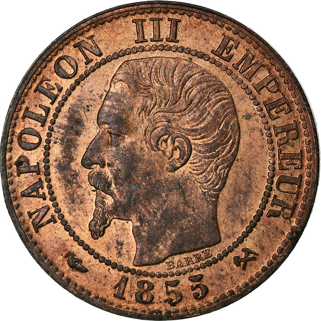 Moeda, França, Napoleon III, Napoléon III, Centime, 1855, Rouen, AU(55-58)