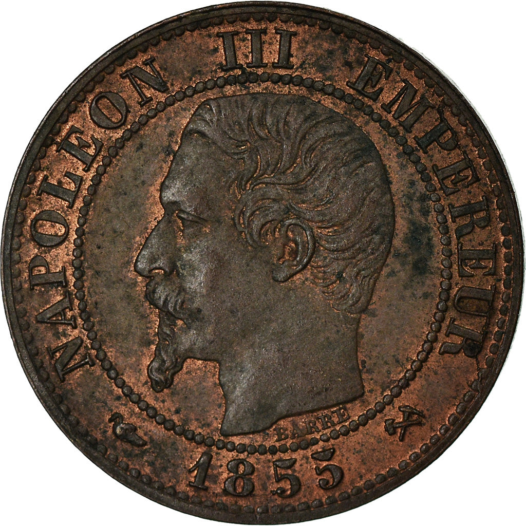 Moeda, França, Napoleon III, Napoléon III, Centime, 1855, Rouen, AU(55-58)