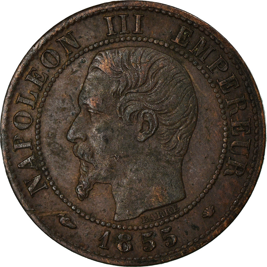 Coin, France, Napoleon III, 1 Centime, 1855, Marseille, EF(40-45), Bronze