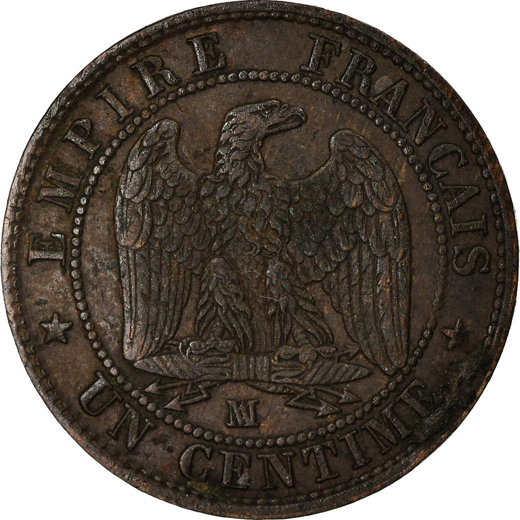 Coin, France, Napoleon III, 1 Centime, 1855, Marseille, EF(40-45), Bronze