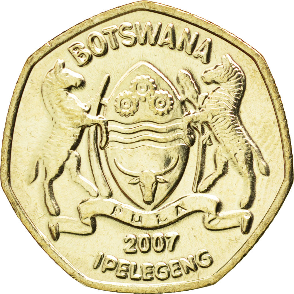 BOTSWANA, Pula, 2007, British Royal Mint, KM #24, MS(63), Nickel-Brass, 23.5,...