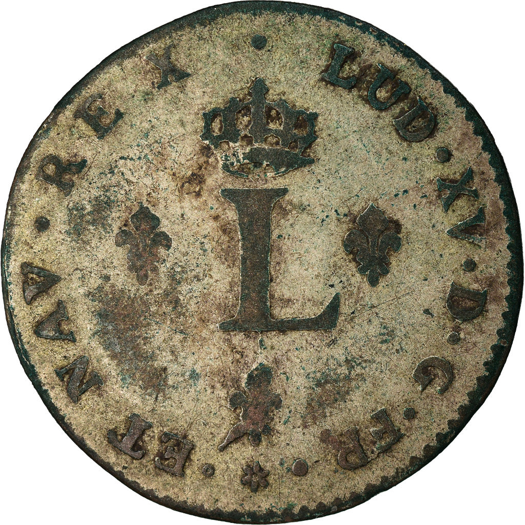 Coin, France, Louis XV, Double sol (2 sous) en billon, 2 Sols, 1739, Caen
