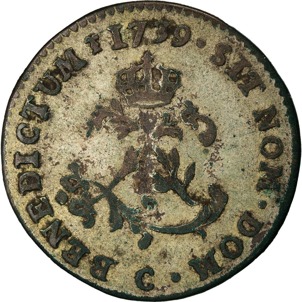 Coin, France, Louis XV, Double sol (2 sous) en billon, 2 Sols, 1739, Caen