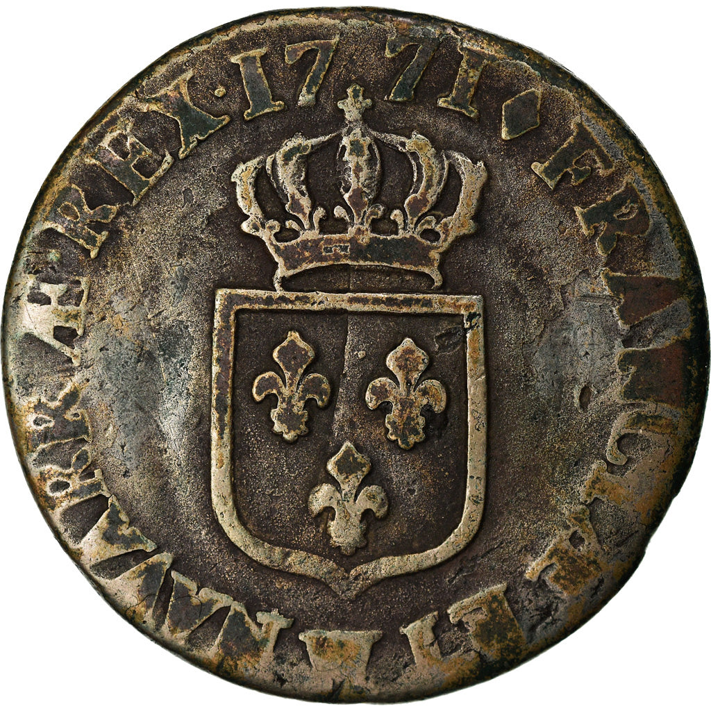 Coin, France, Louis XV, Demi sol à la vieille tête, 1/2 Sol, 1771, Lille