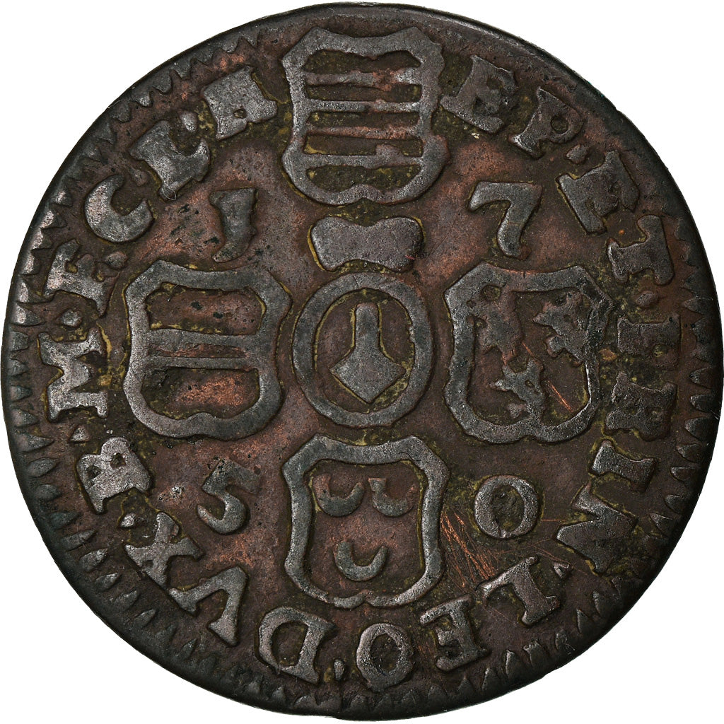 Münze, LIEGE, John Theodore, Liard, 1750, Liege, S+, Kupfer, KM:155