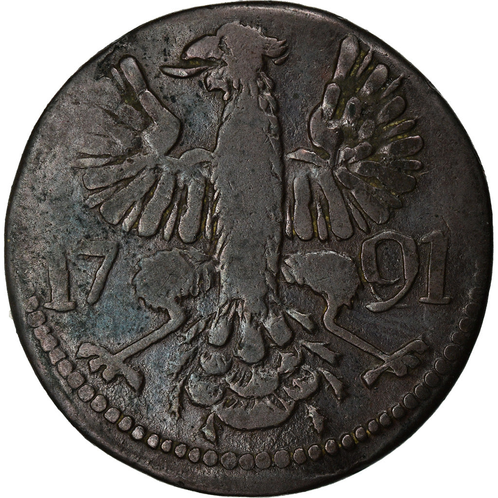 Coin, German States, AACHEN, 12 Heller, 1791, EF(40-45), Copper, KM:51
