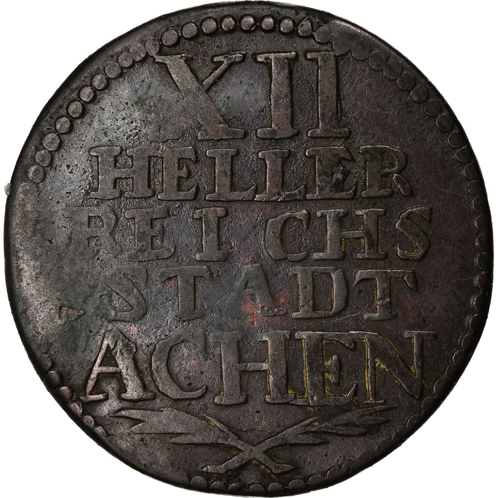 Coin, German States, AACHEN, 12 Heller, 1791, EF(40-45), Copper, KM:51