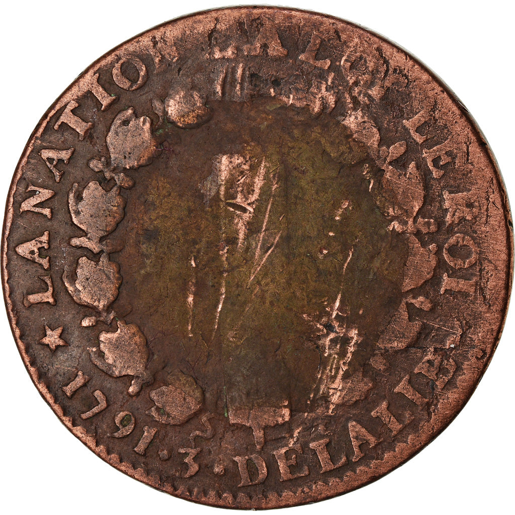 Moneta, Francia, Louis XVI, 12 deniers françois, 12 Deniers, 1791, Orléans