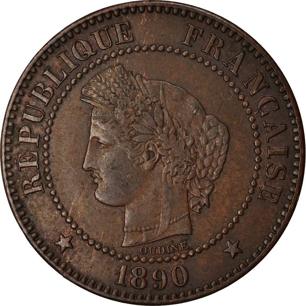 Coin, France, Cérès, 2 Centimes, 1890, Paris, AU(50-53), Bronze, KM:827.1