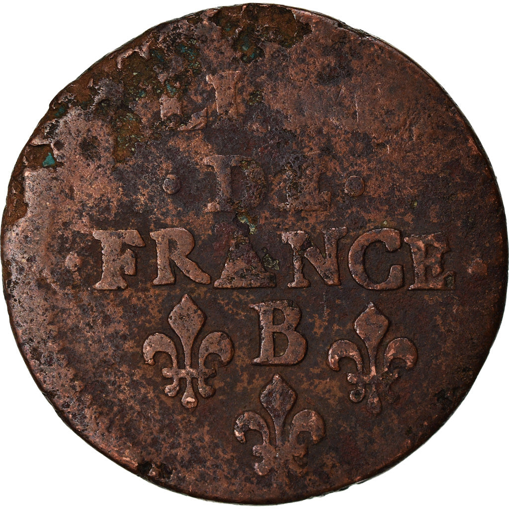 Coin, France, Louis XIV, Liard de France au buste juvénile, deuxième type