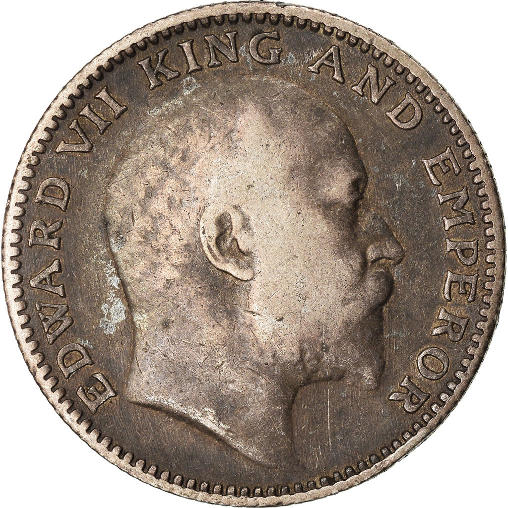 Coin, INDIA-BRITISH, Edward VII, 1/2 Rupee, 1907, Bombay, VF(30-35), Silver