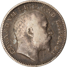 Coin, INDIA-BRITISH, Edward VII, 1/2 Rupee, 1907, Bombay, VF(30-35), Silver